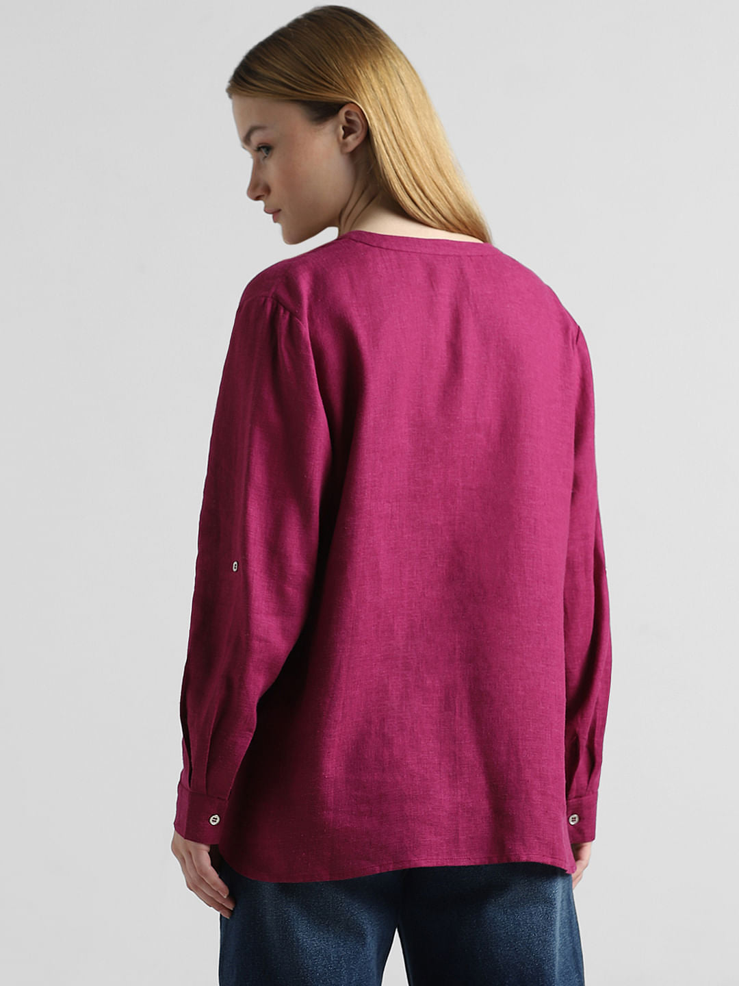 Berry Pink Linen Long Shirt