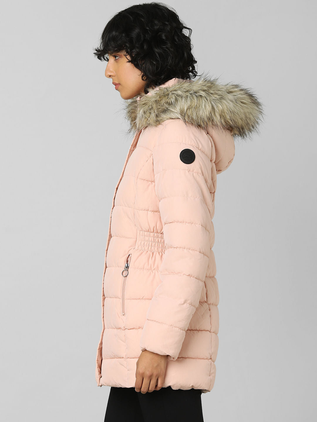 Pink Fur Hood Puffer Jacket