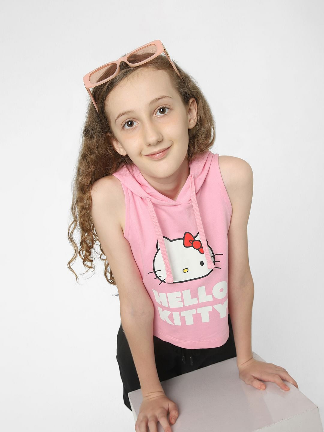 Girls X Hello Kitty Pink Sleeveless Hoodie