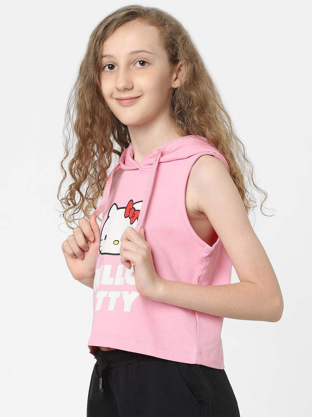 Girls X Hello Kitty Pink Sleeveless Hoodie