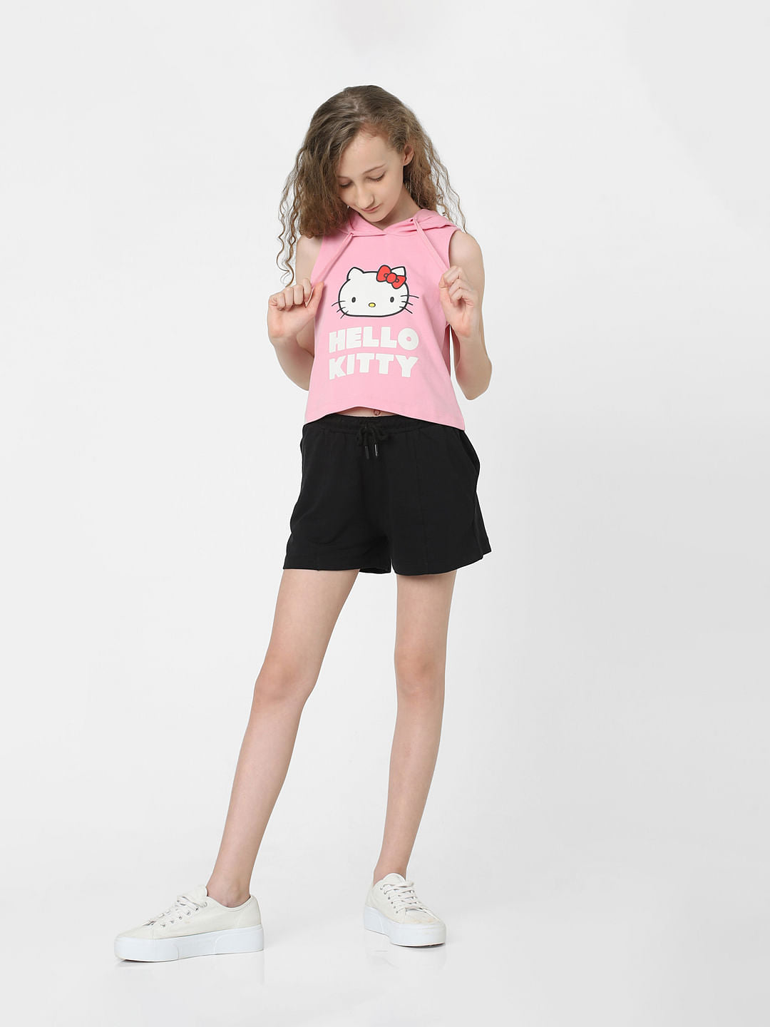 Girls X Hello Kitty Pink Sleeveless Hoodie
