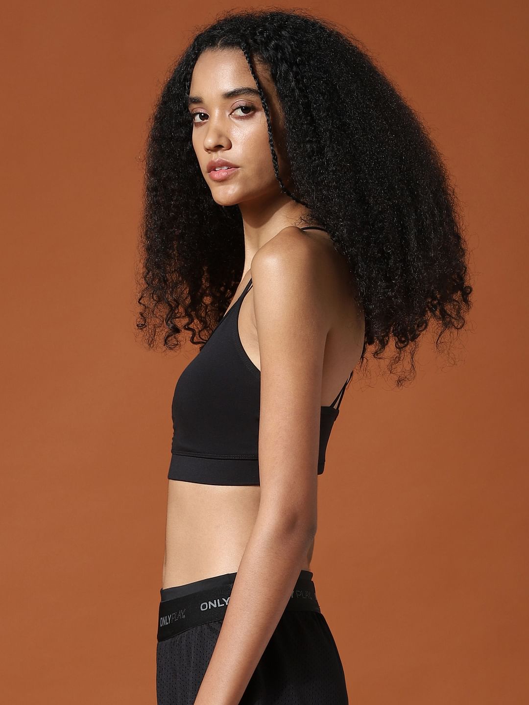 Black Strap Detail Sports Bra