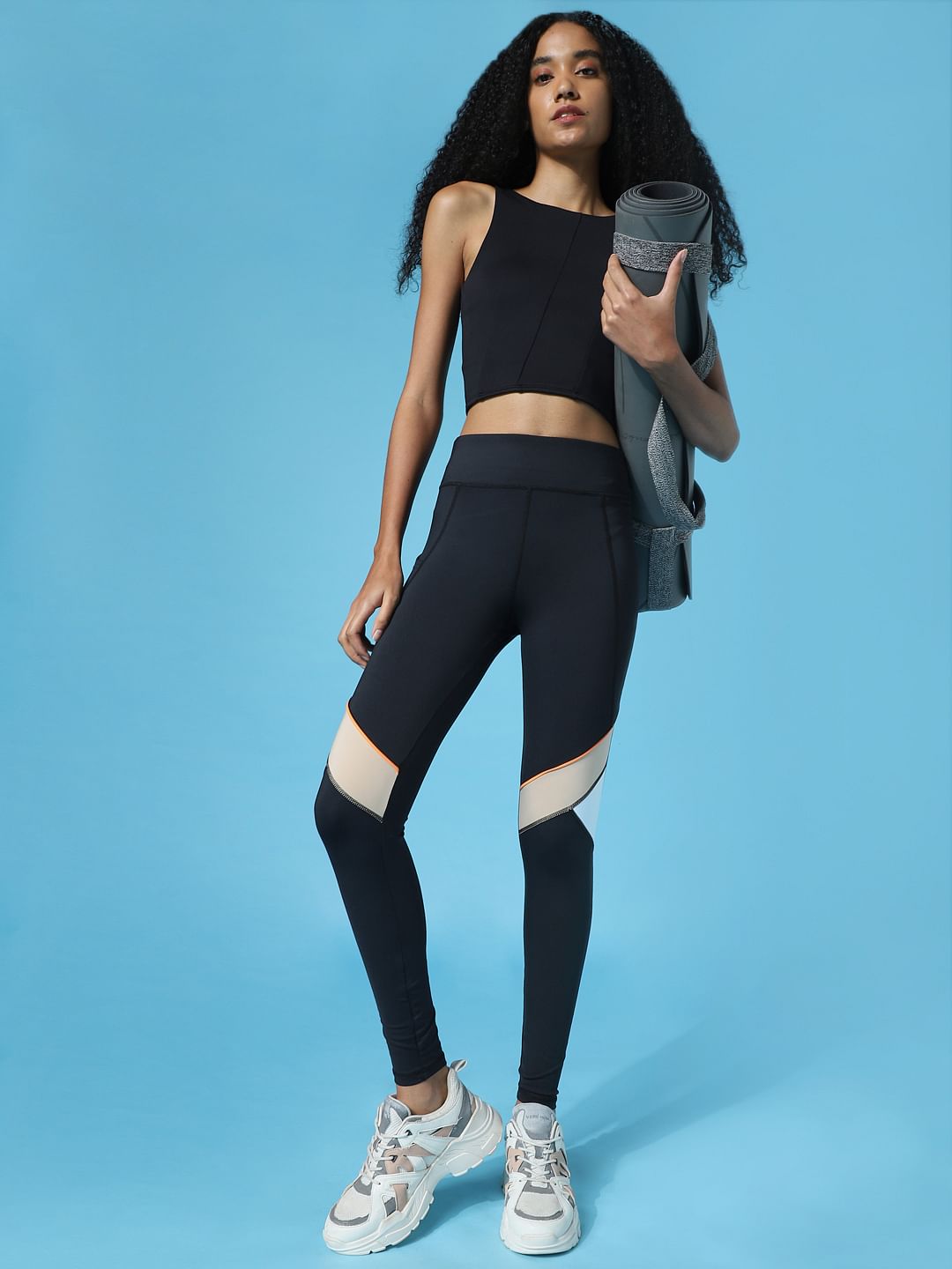 Play Black High Rise Colourblocked Training Tights