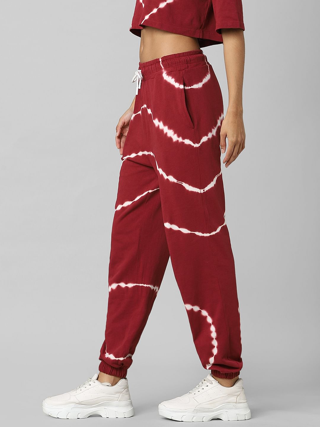 Red Mid Rise Tie Dye Co-Ord Joggers