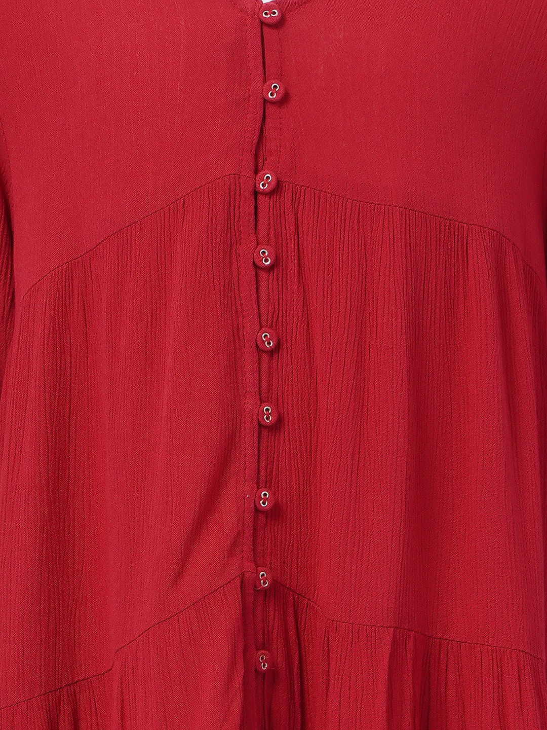 Girls Red Textured Dress