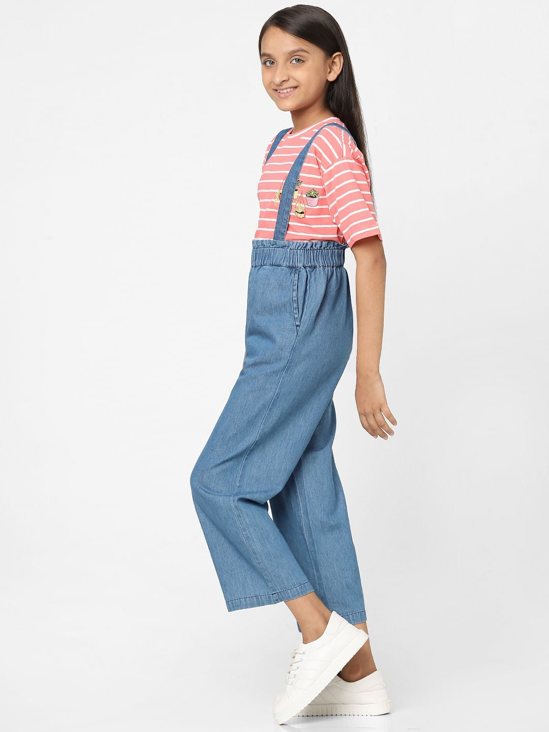 Girls Blue Dungaree Pants