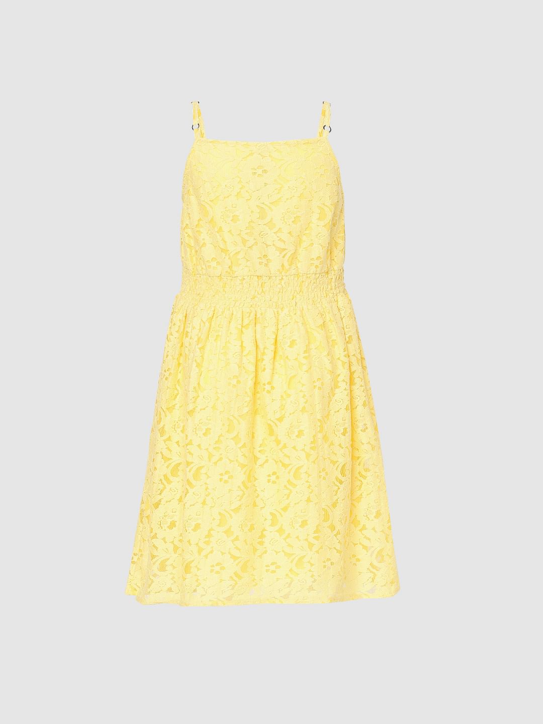 Yellow Lace Fit & Flare Dress