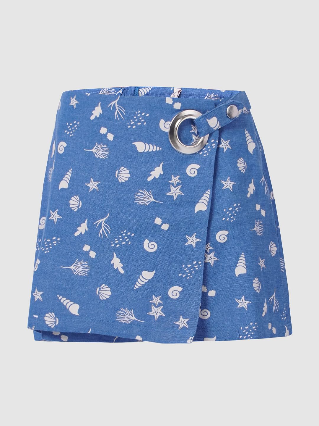 Girls Blue Wrap Shorts