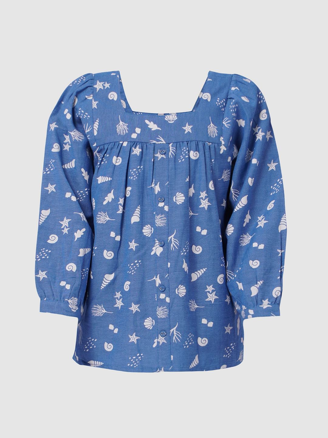 Girls Blue Printed Top