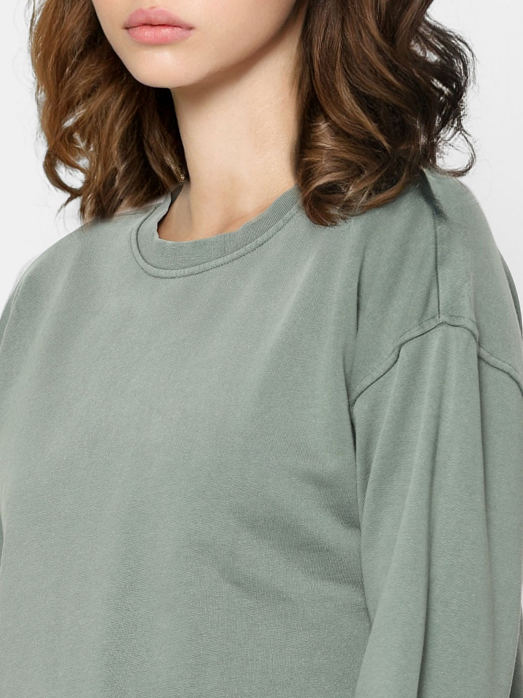 Green Solid Sweatshirt