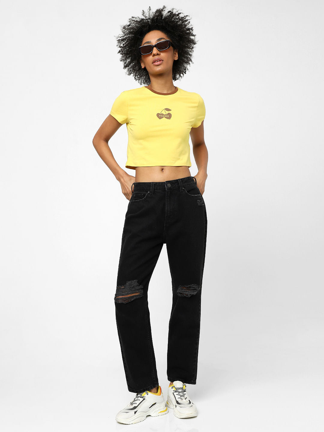 Black High Waist Ripped Jeans