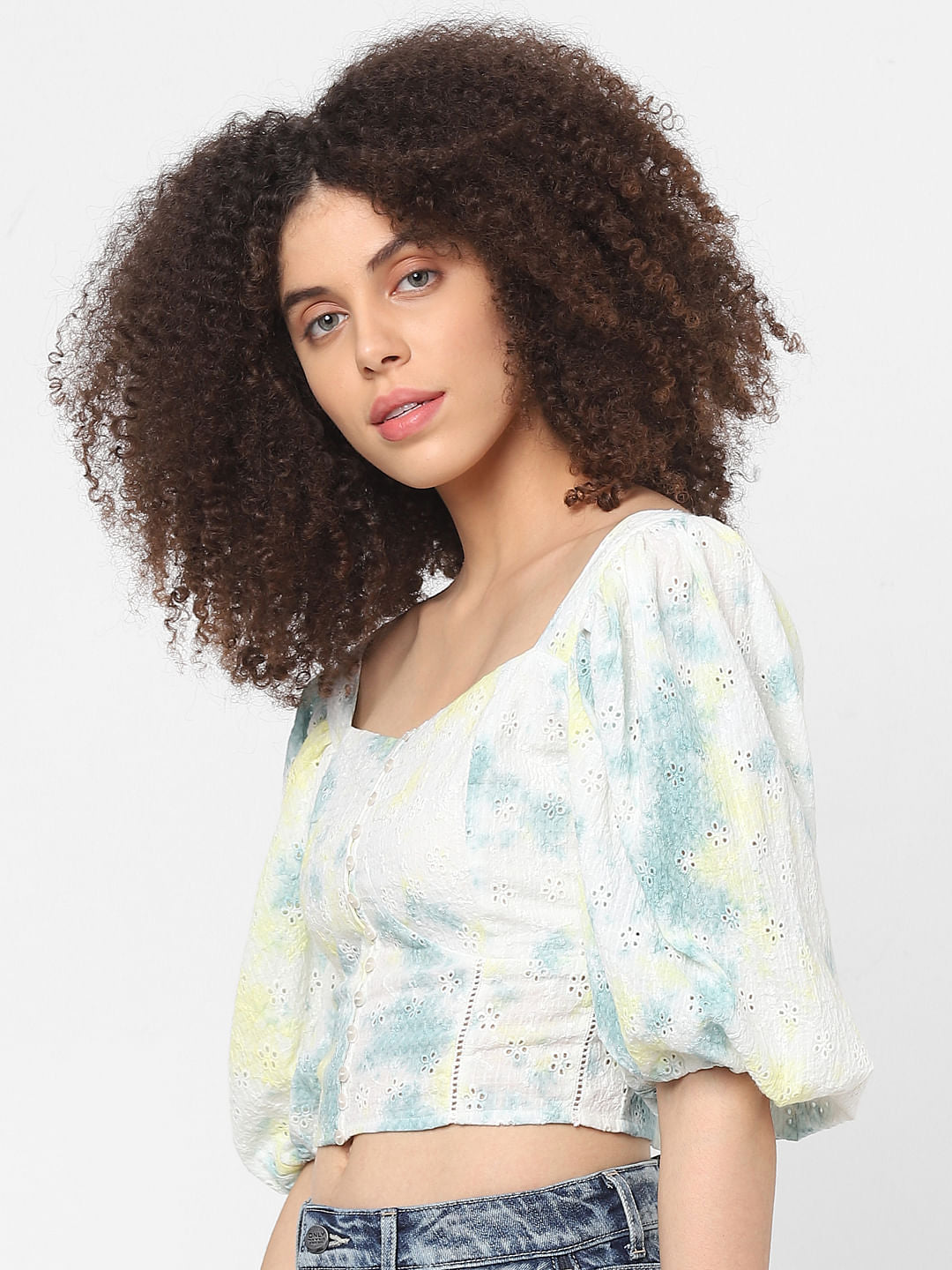 White Tie Dye Crop Top