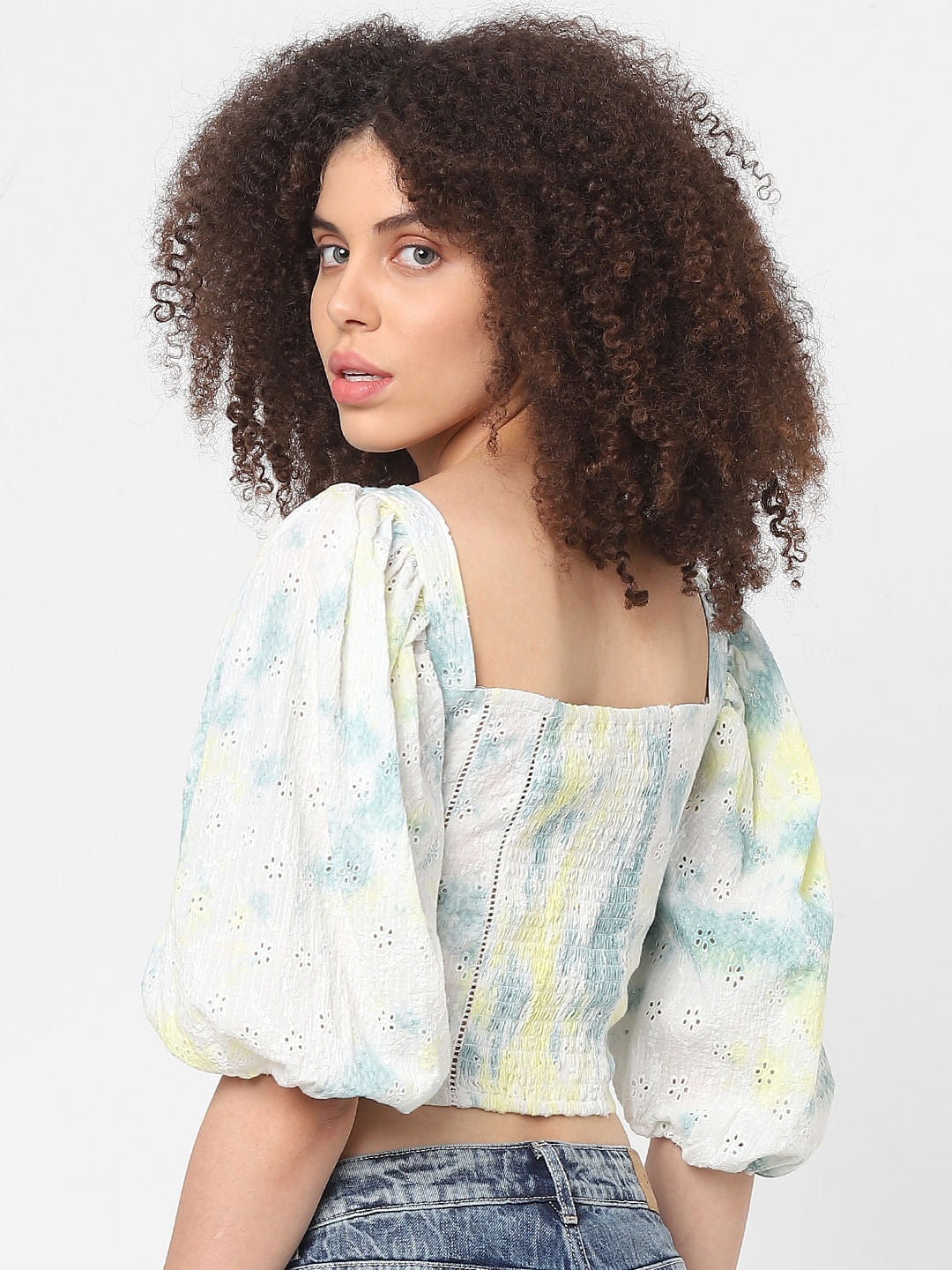 White Tie Dye Crop Top