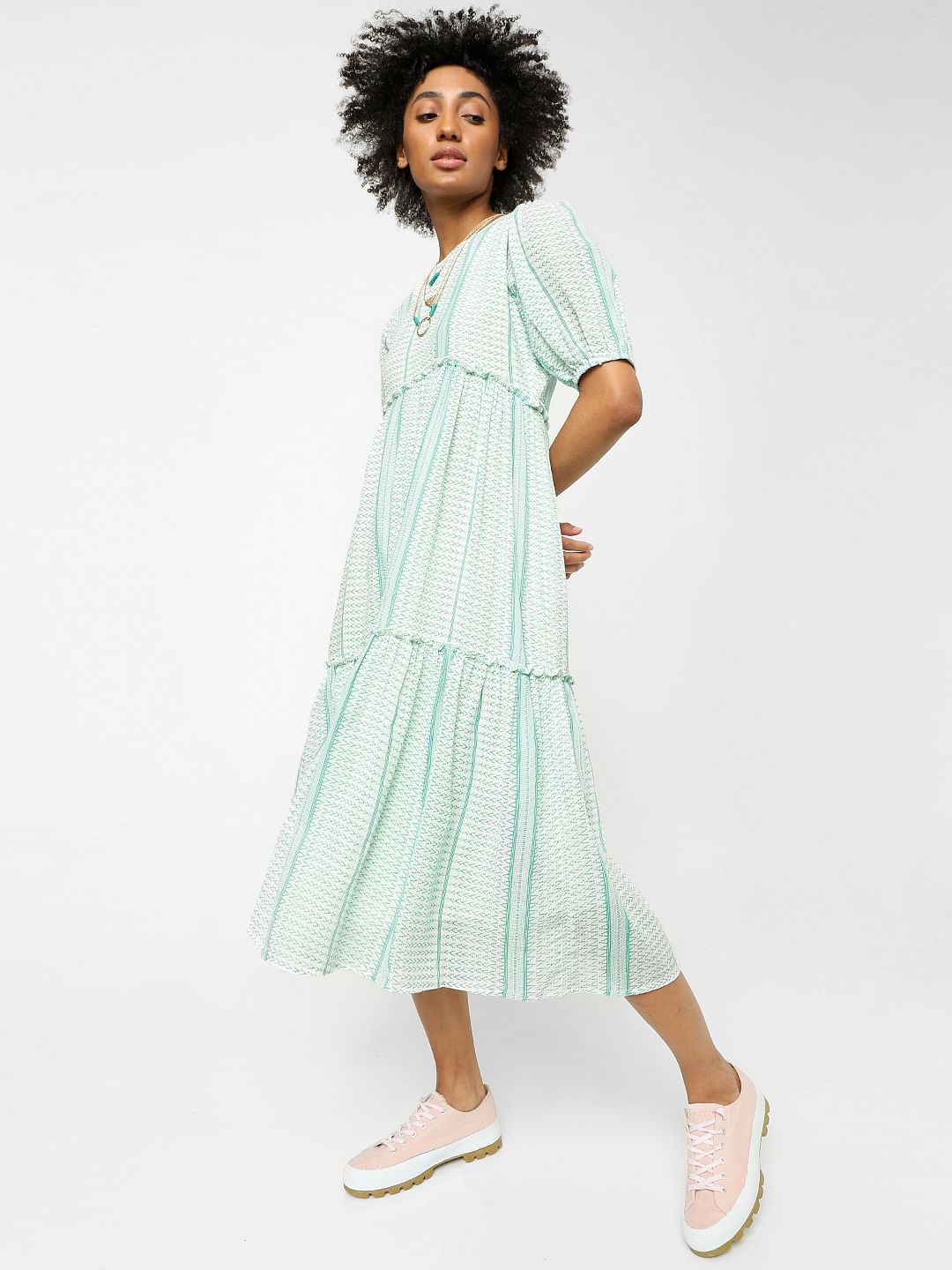 Green Tiered Midi Dress