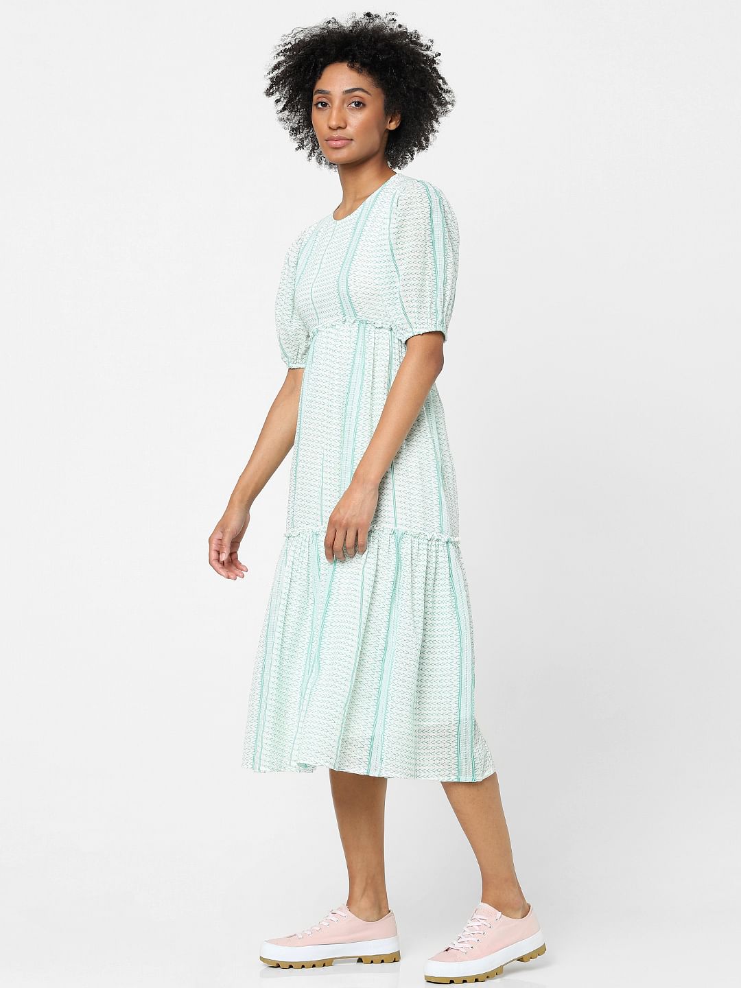 Green Tiered Midi Dress