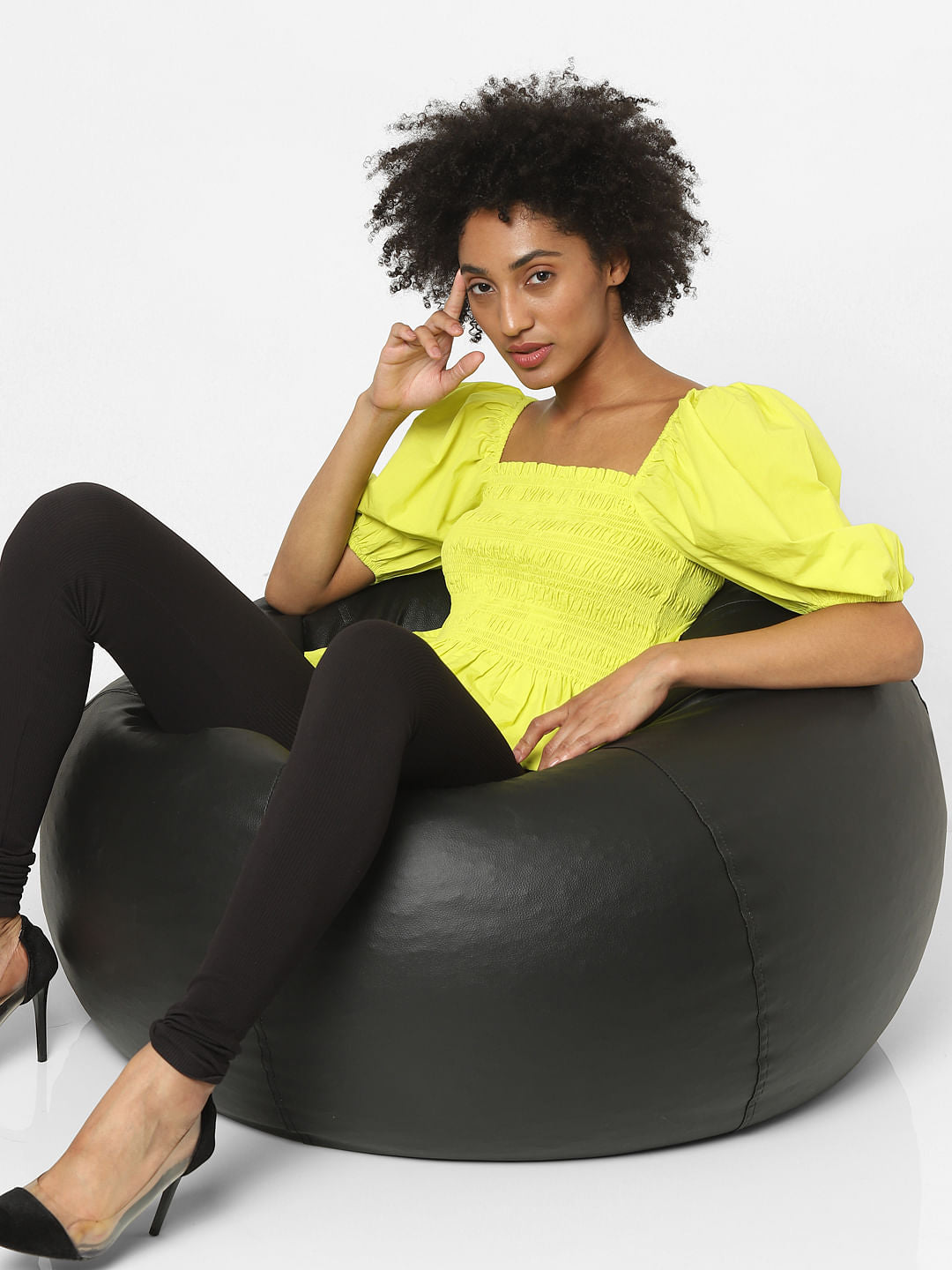 Green Smocked Peplum Top