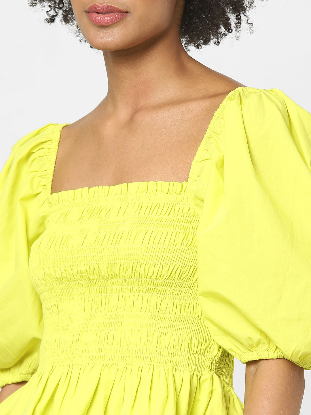 Green Smocked Peplum Top