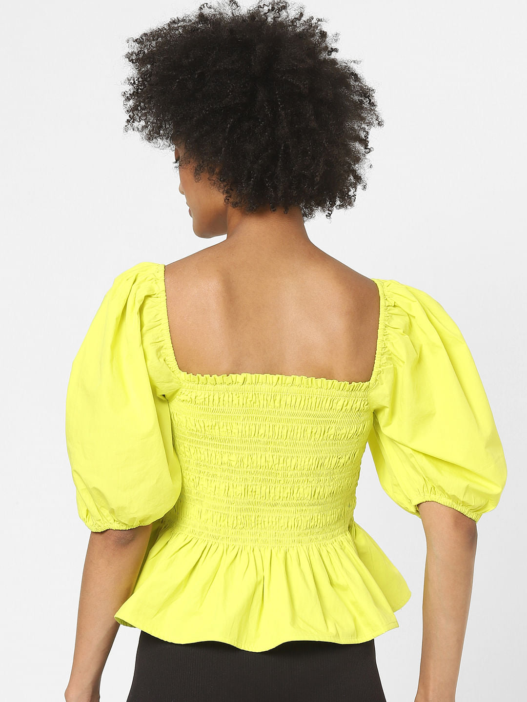 Green Smocked Peplum Top