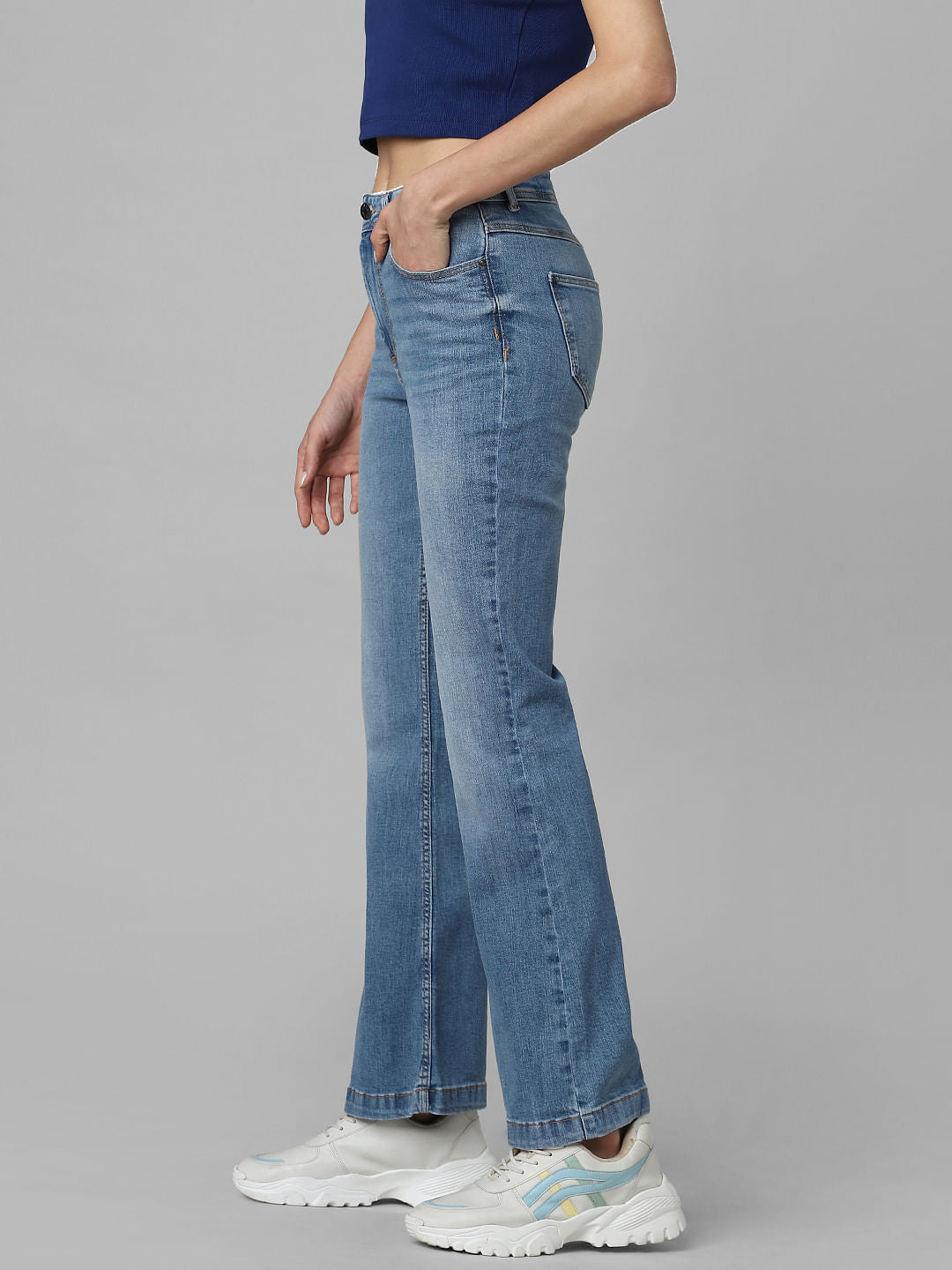 Blue High Rise Flared Jeans