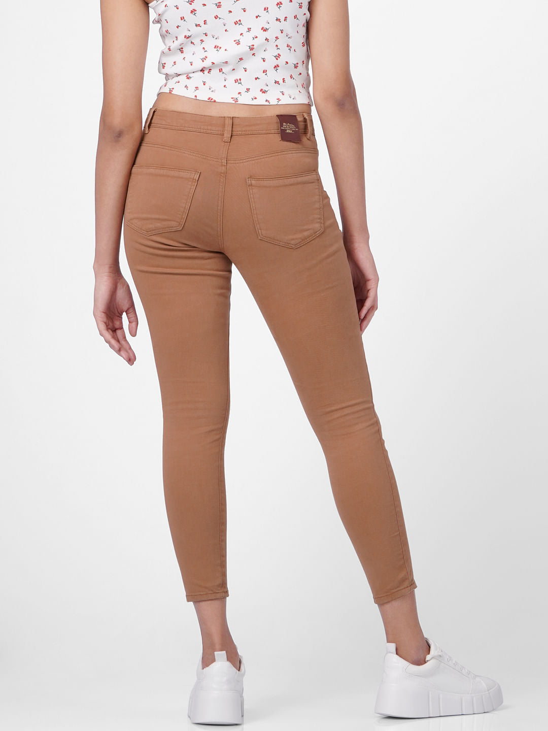 Brown Mid Rise Skinny Pants
