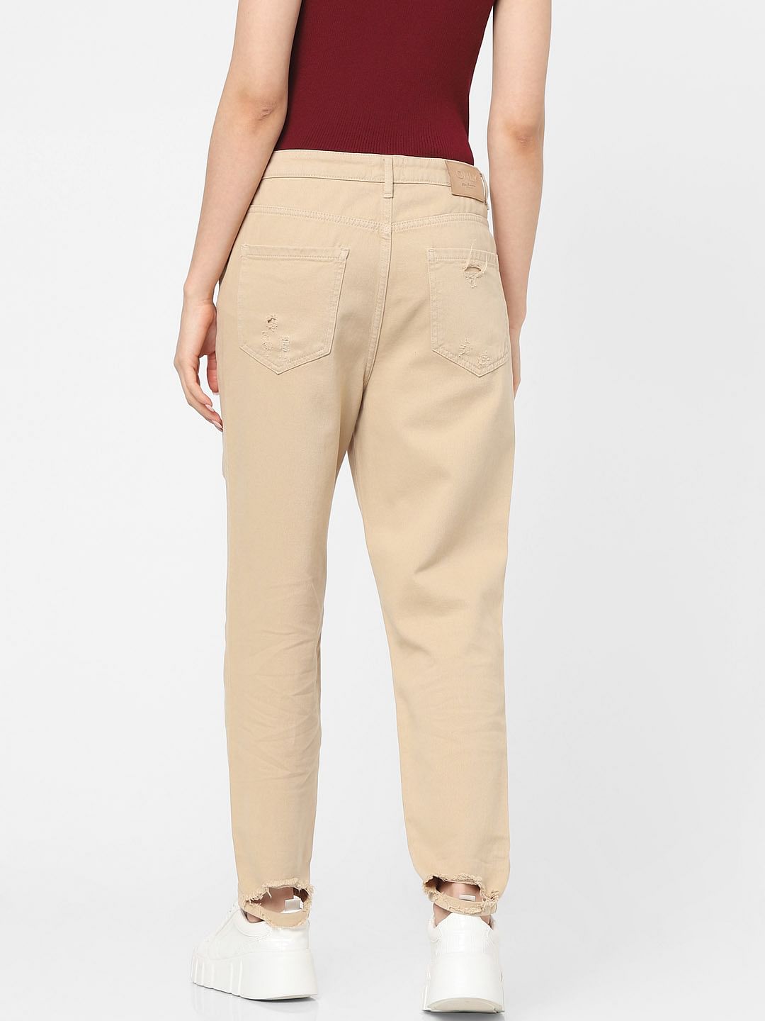 Brown Ripped Boyfreind Fit Pants