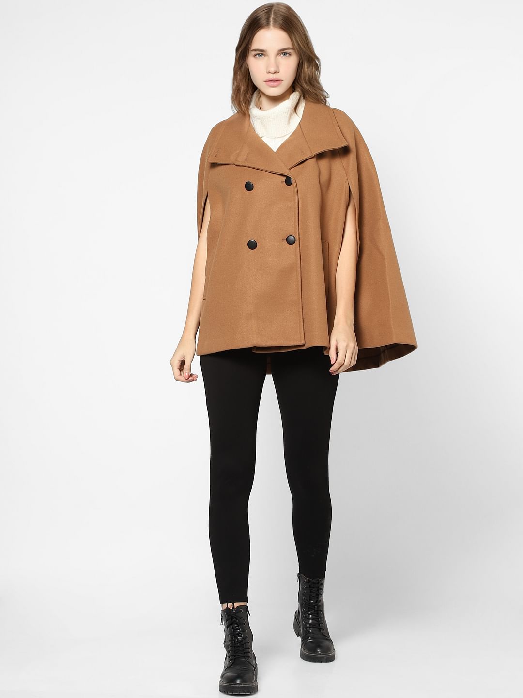 Brown Cape Sleeves Coat