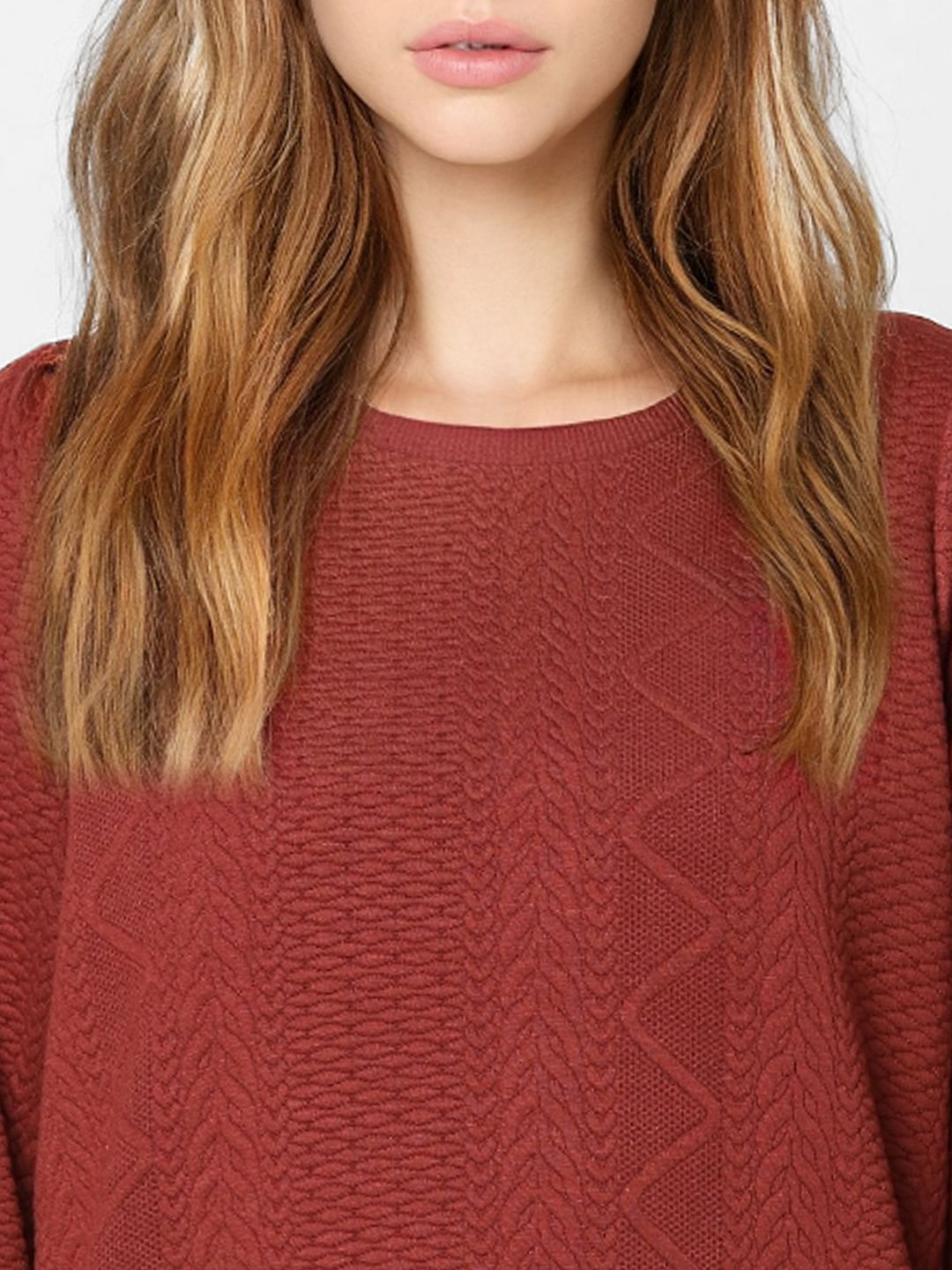 Red Self Design Pullover