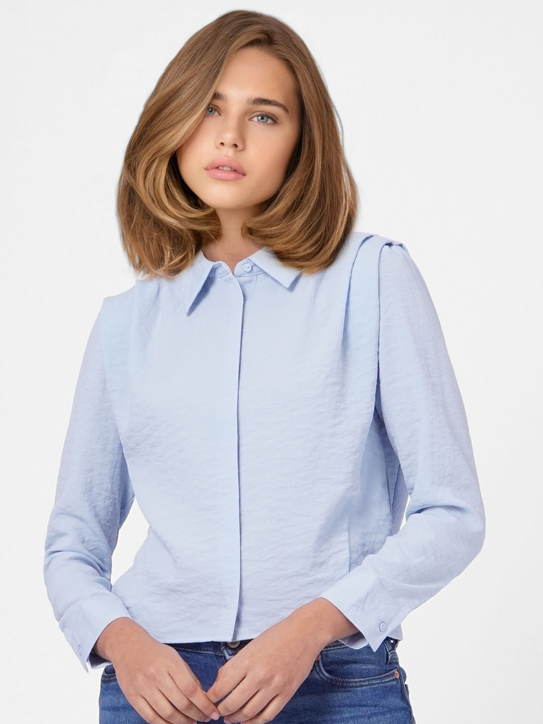 Blue Cropped Shirt