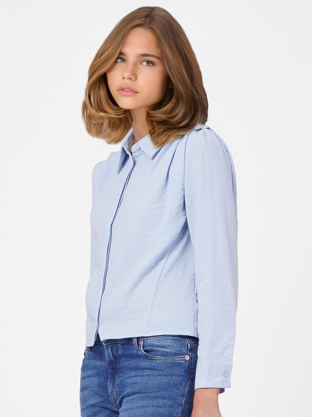 Blue Cropped Shirt