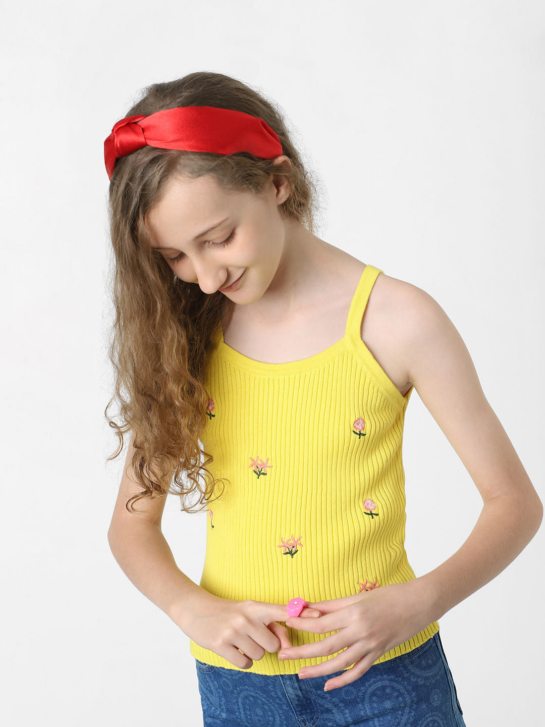 Yellow Strappy Ribbed Top