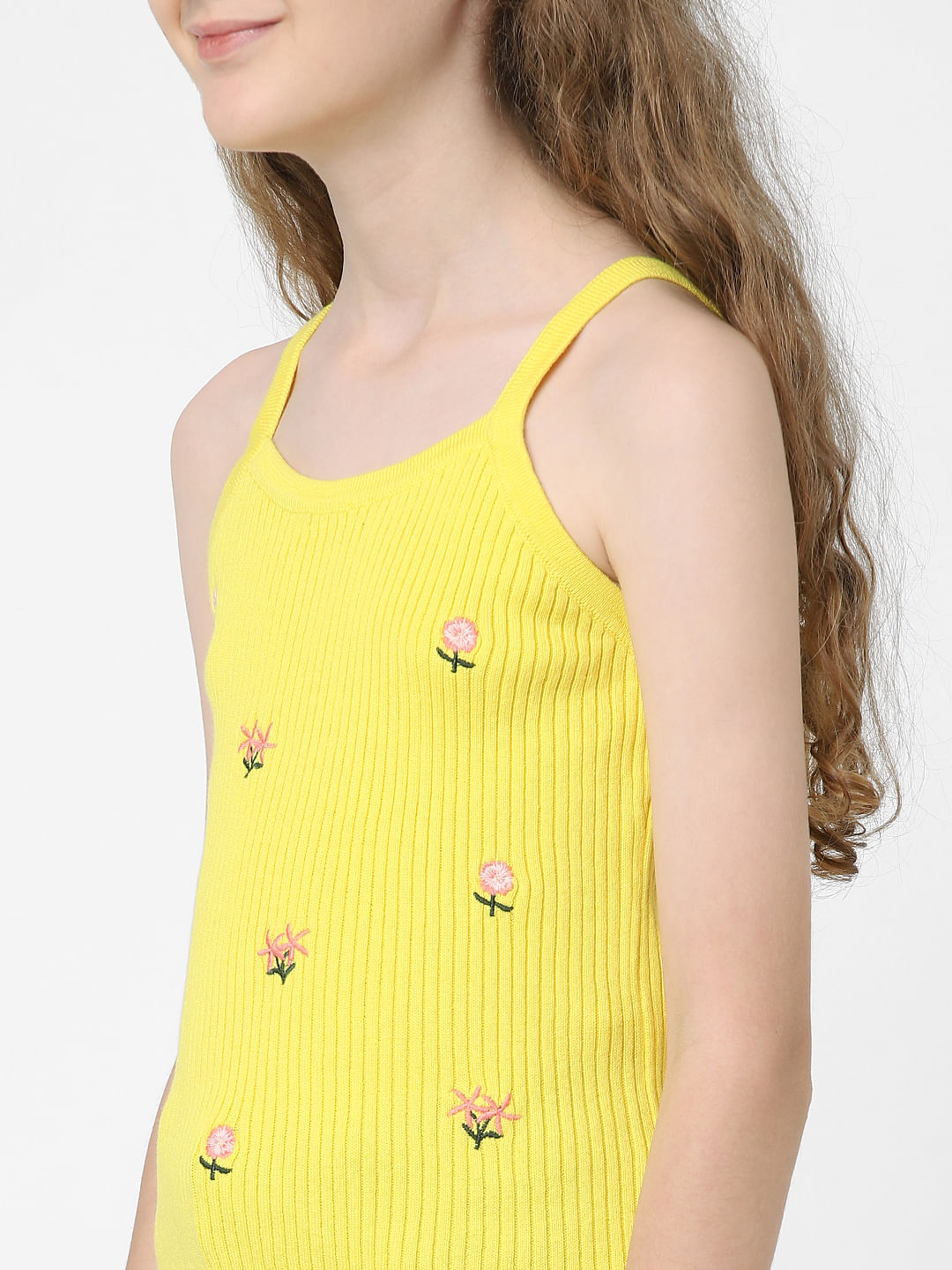 Yellow Strappy Ribbed Top