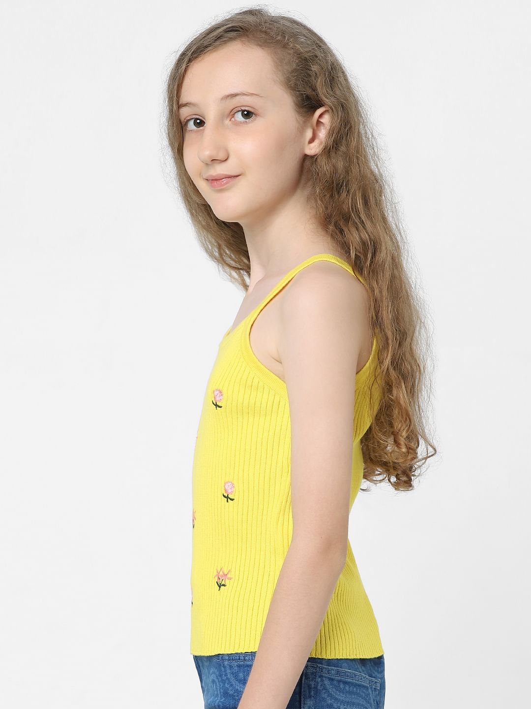 Yellow Strappy Ribbed Top