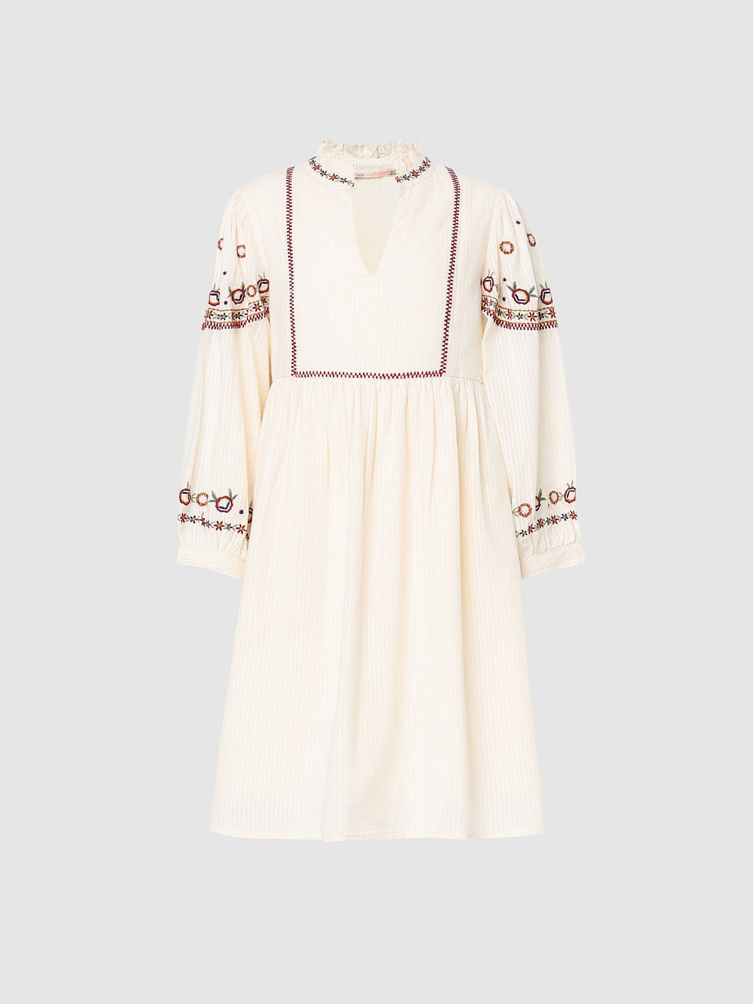 Beige Embroidered Dress