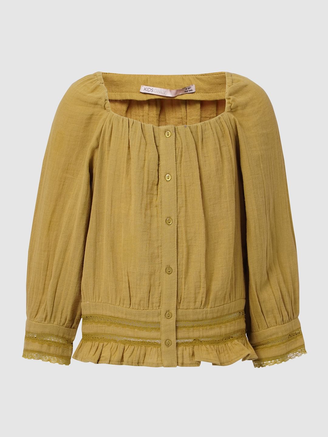 Girls Mustard Lace Top