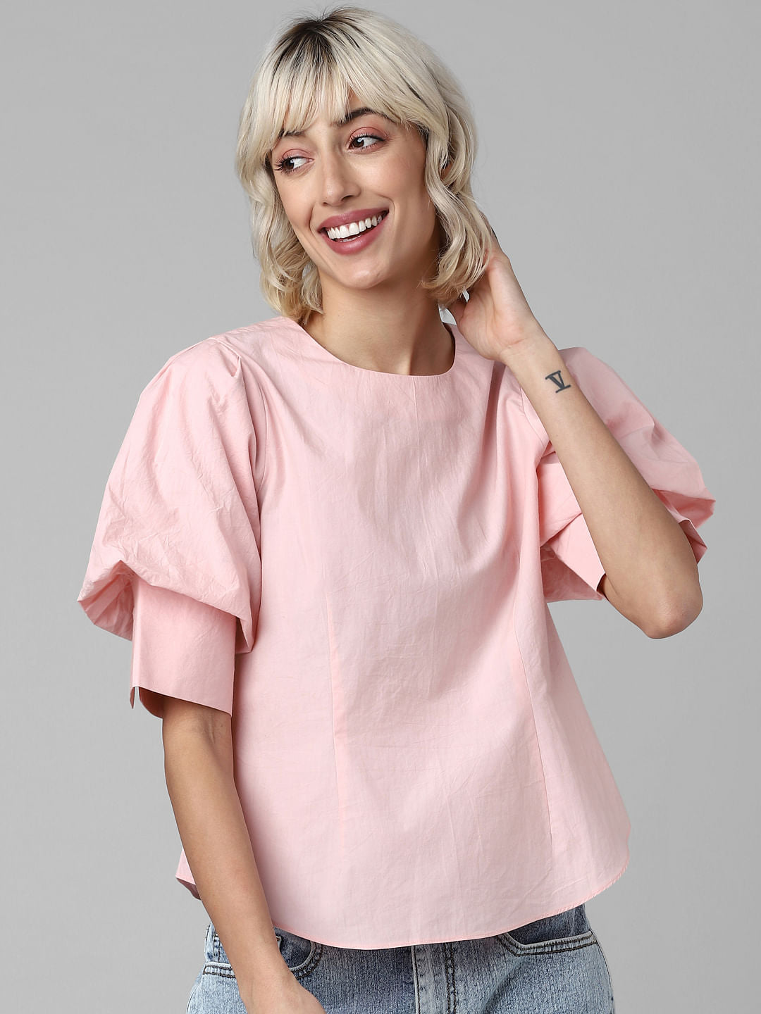 Pink Buttoned Back Top