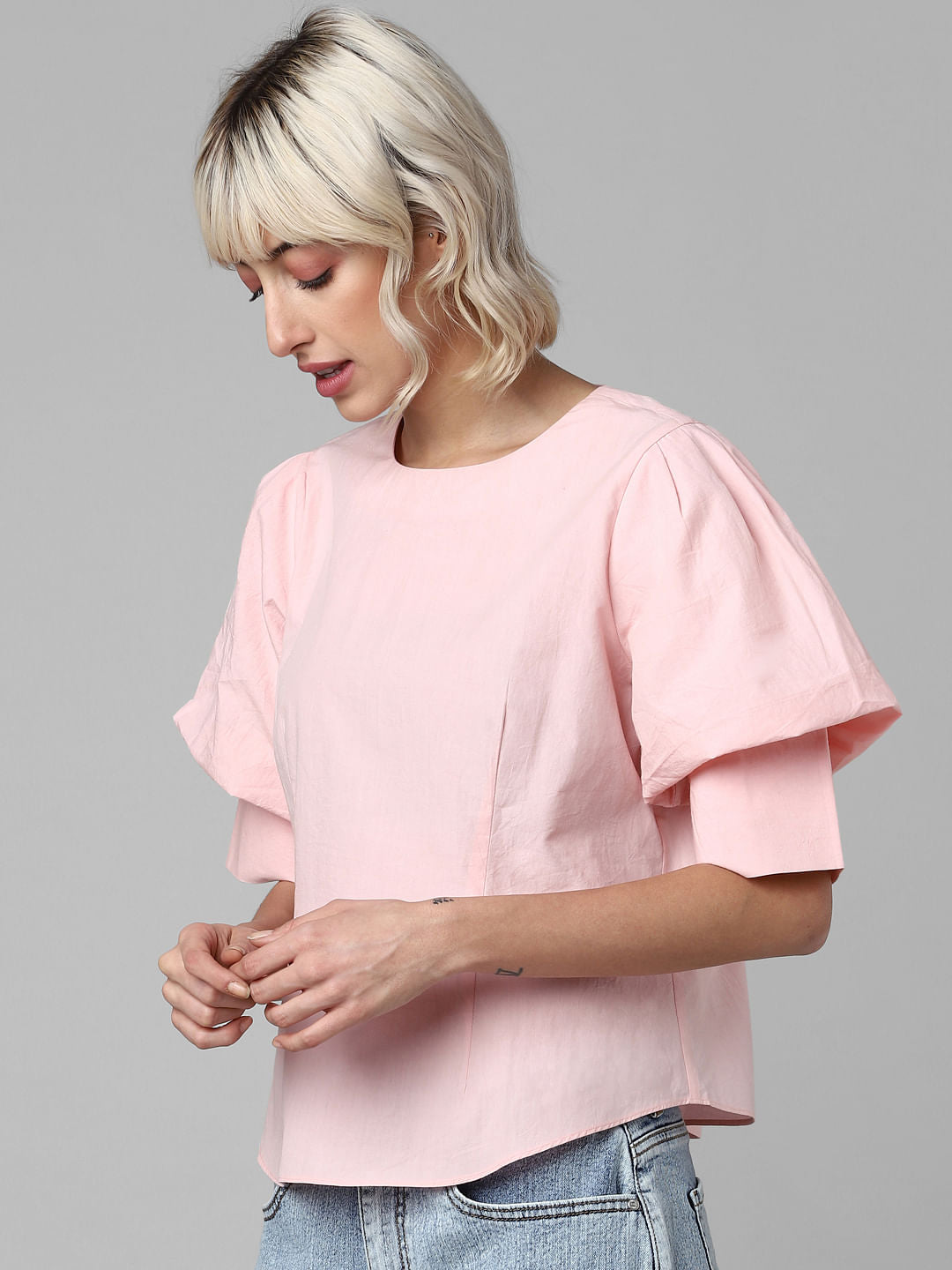 Pink Buttoned Back Top