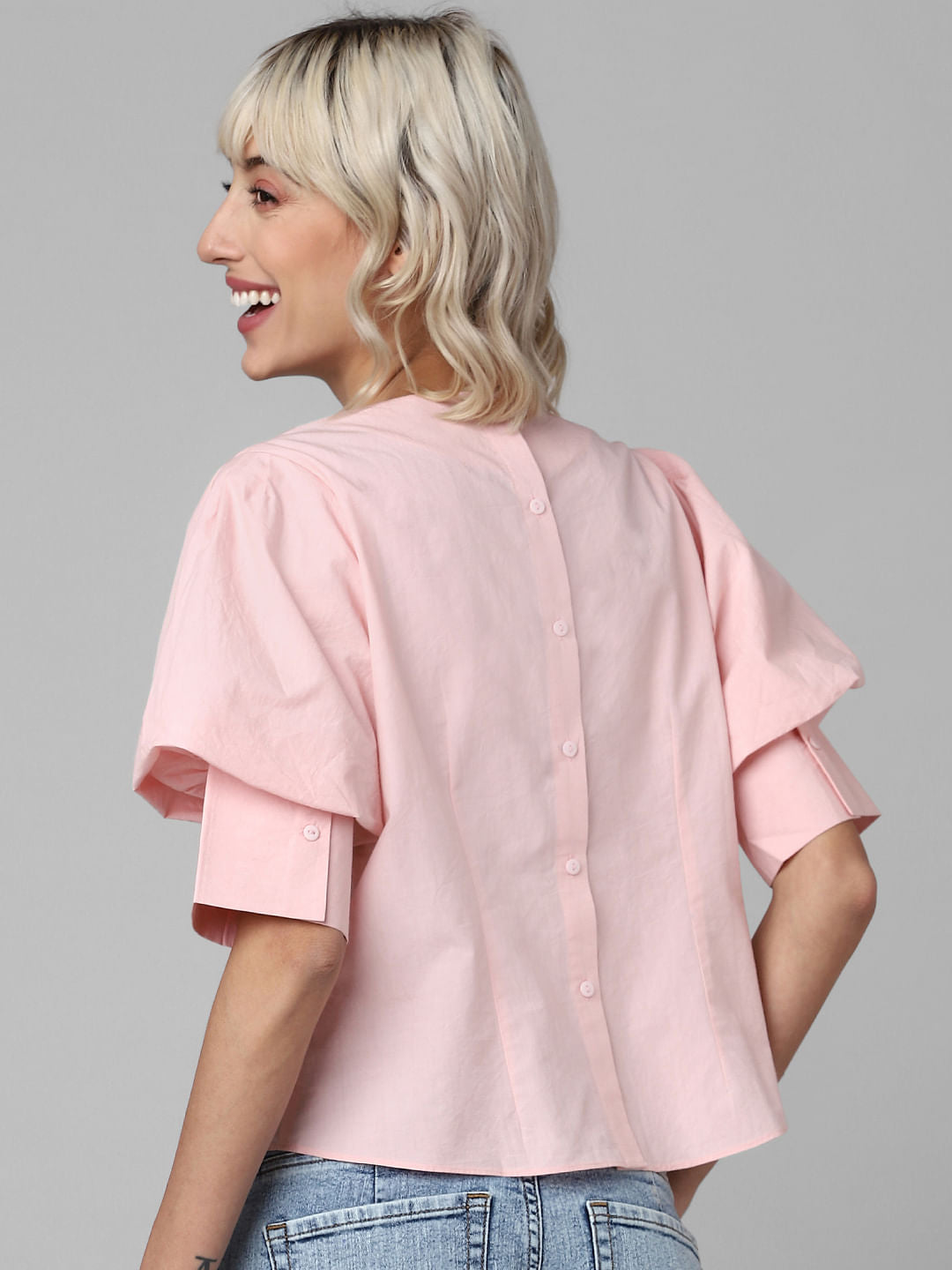 Pink Buttoned Back Top