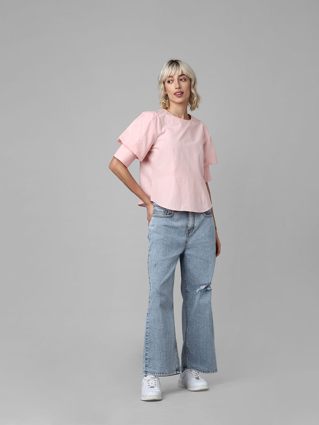 Pink Buttoned Back Top