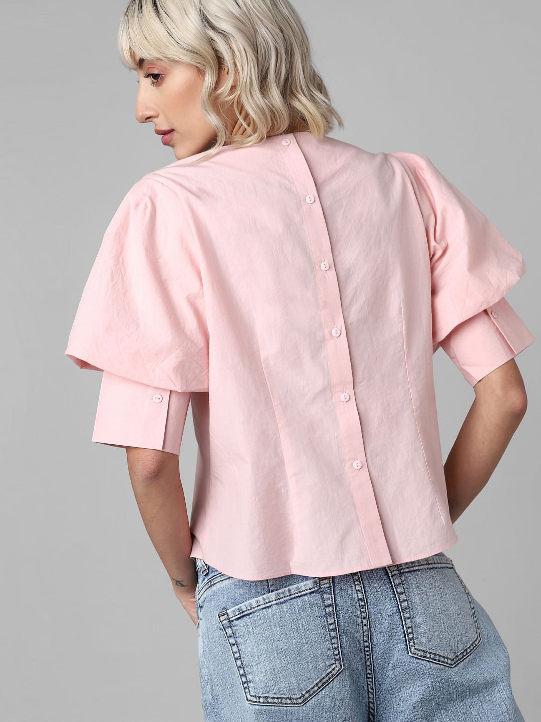 Pink Buttoned Back Top