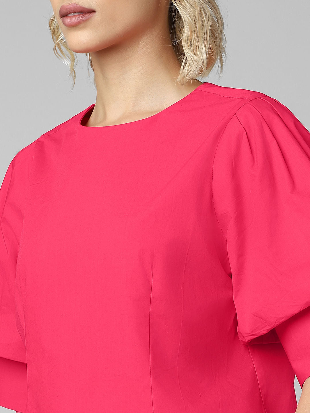 Magenta Buttoned Back Top