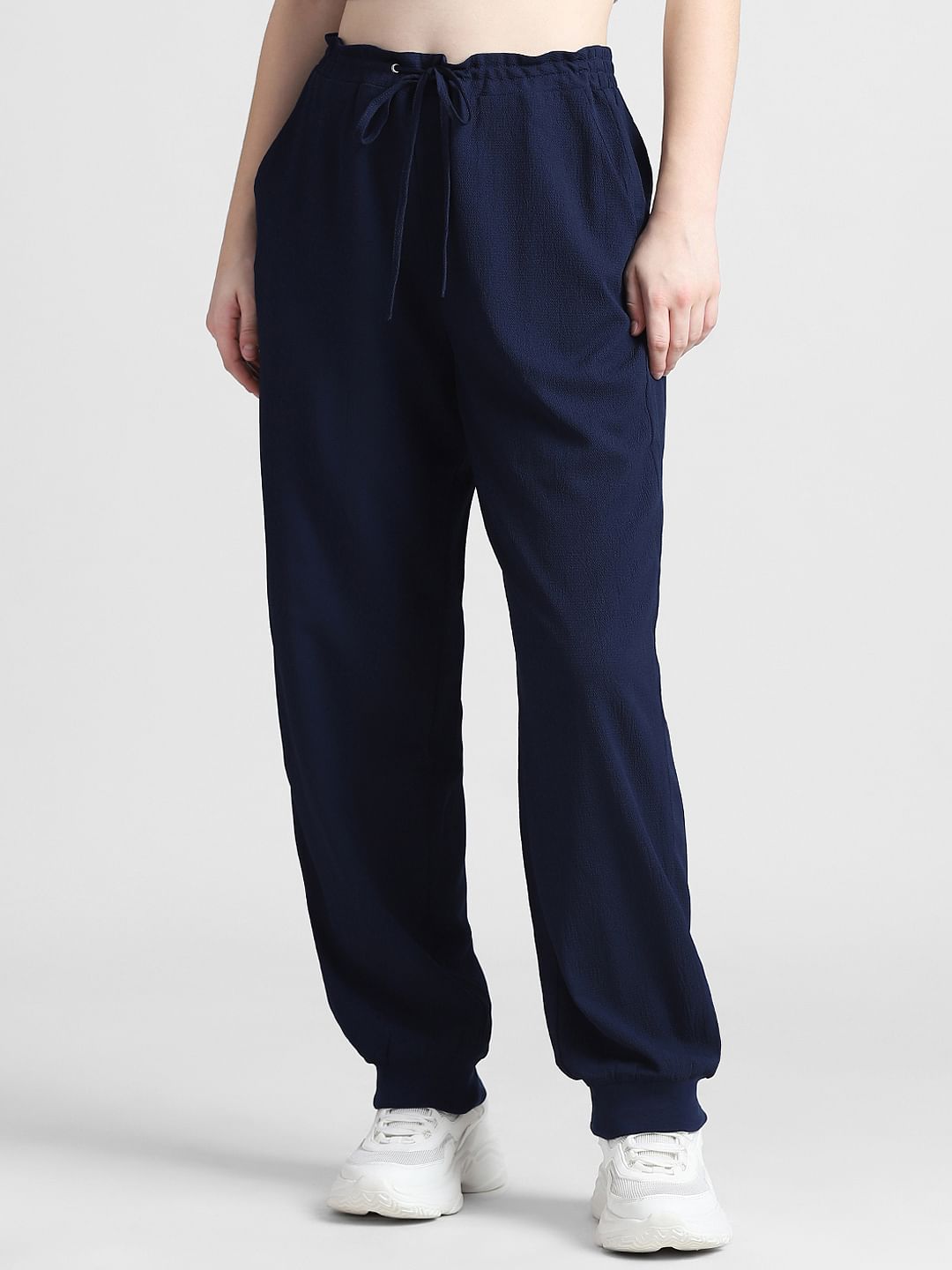 Navy Blue High Rise Regular Fit Joggers