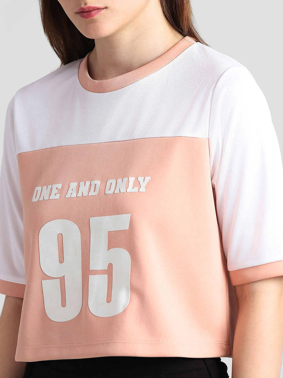 White Colourblocked Varsity T-Shirt