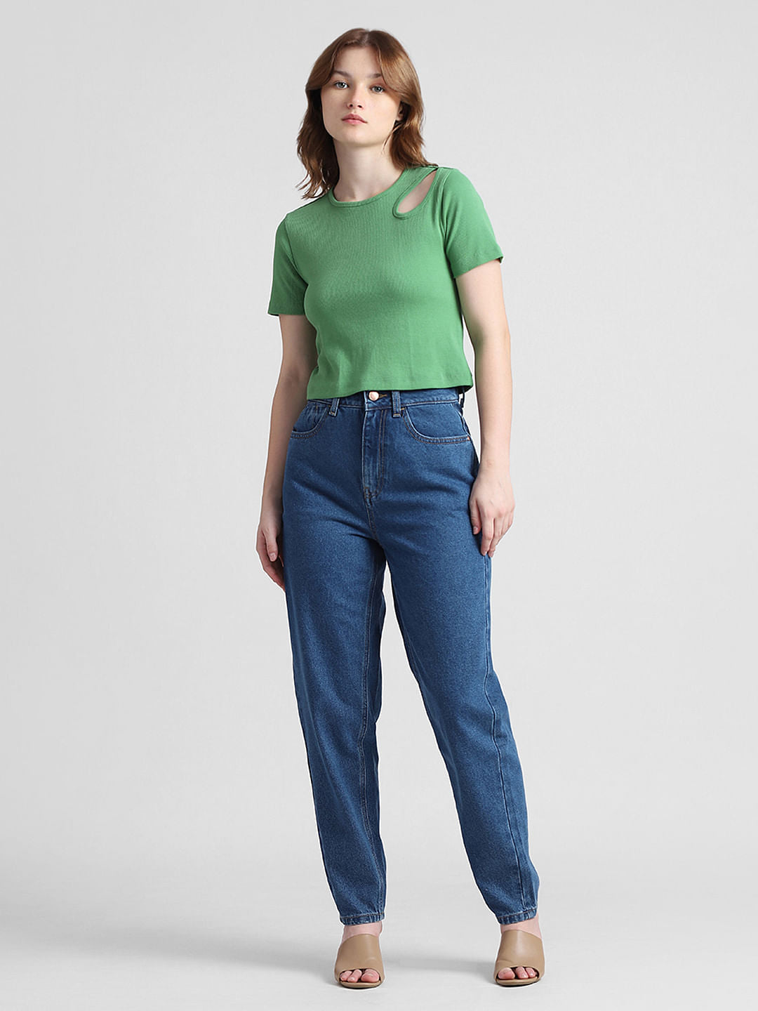 Green Cut-Out Ribbed T-Shirt