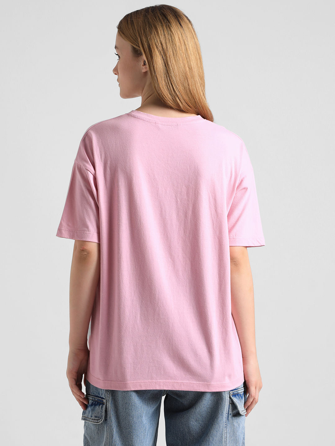 Pink Text Print Long T-Shirt
