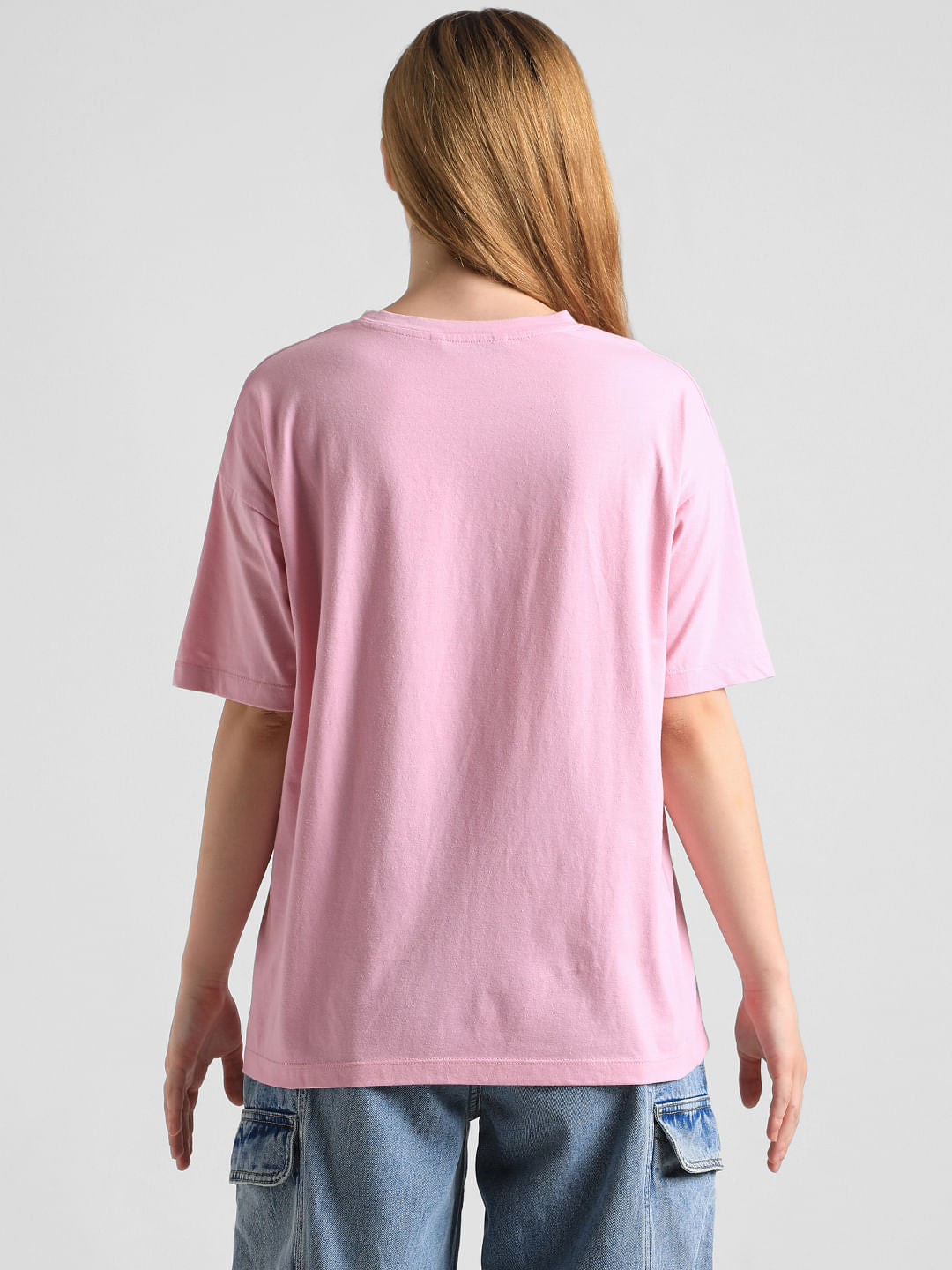 Pink Text Print Long T-Shirt