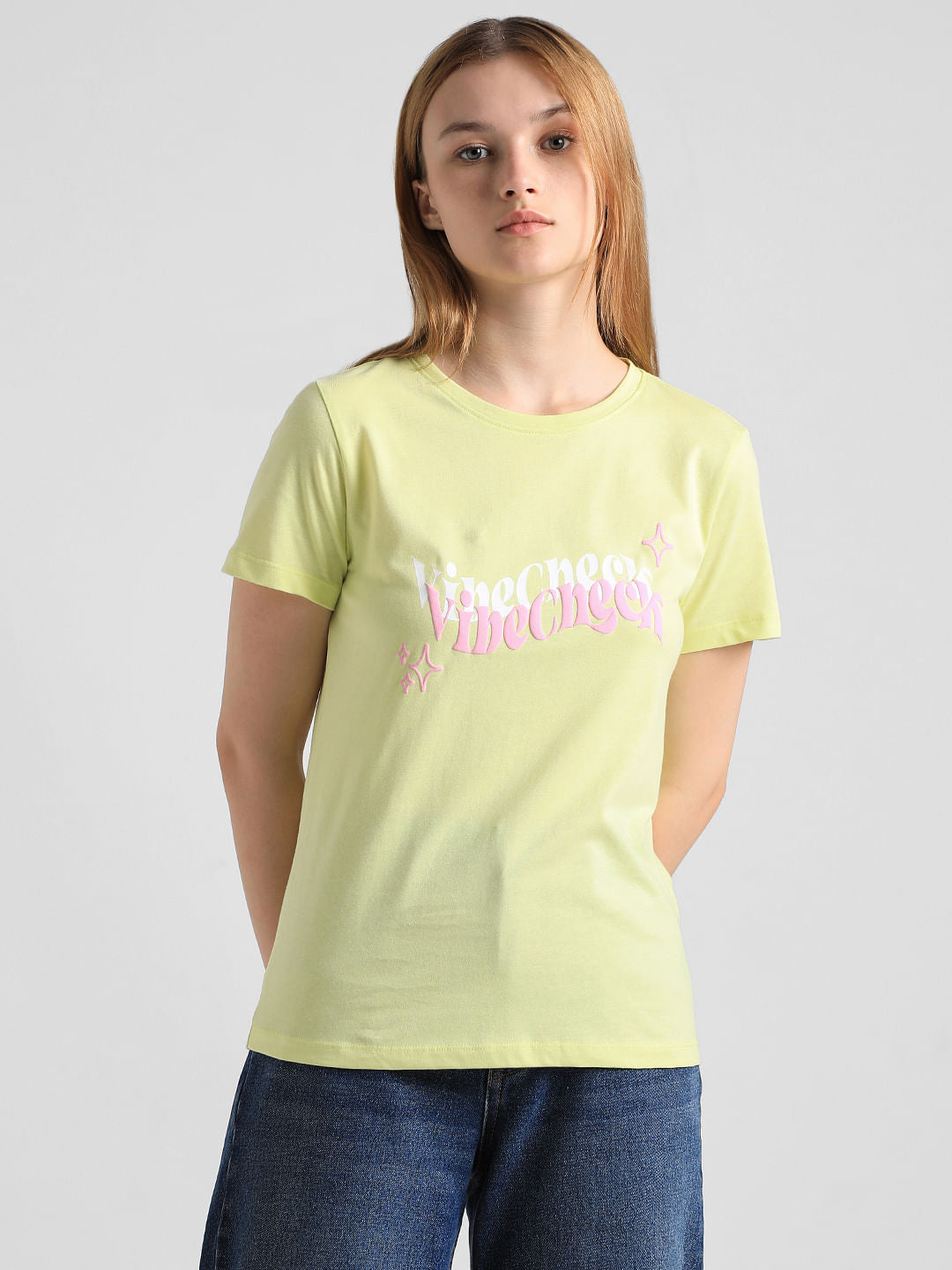 Fluorescent Green Printed T-Shirt