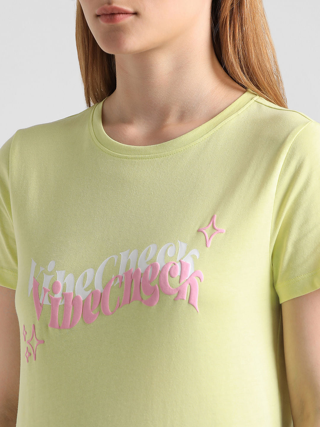 Fluorescent Green Printed T-Shirt