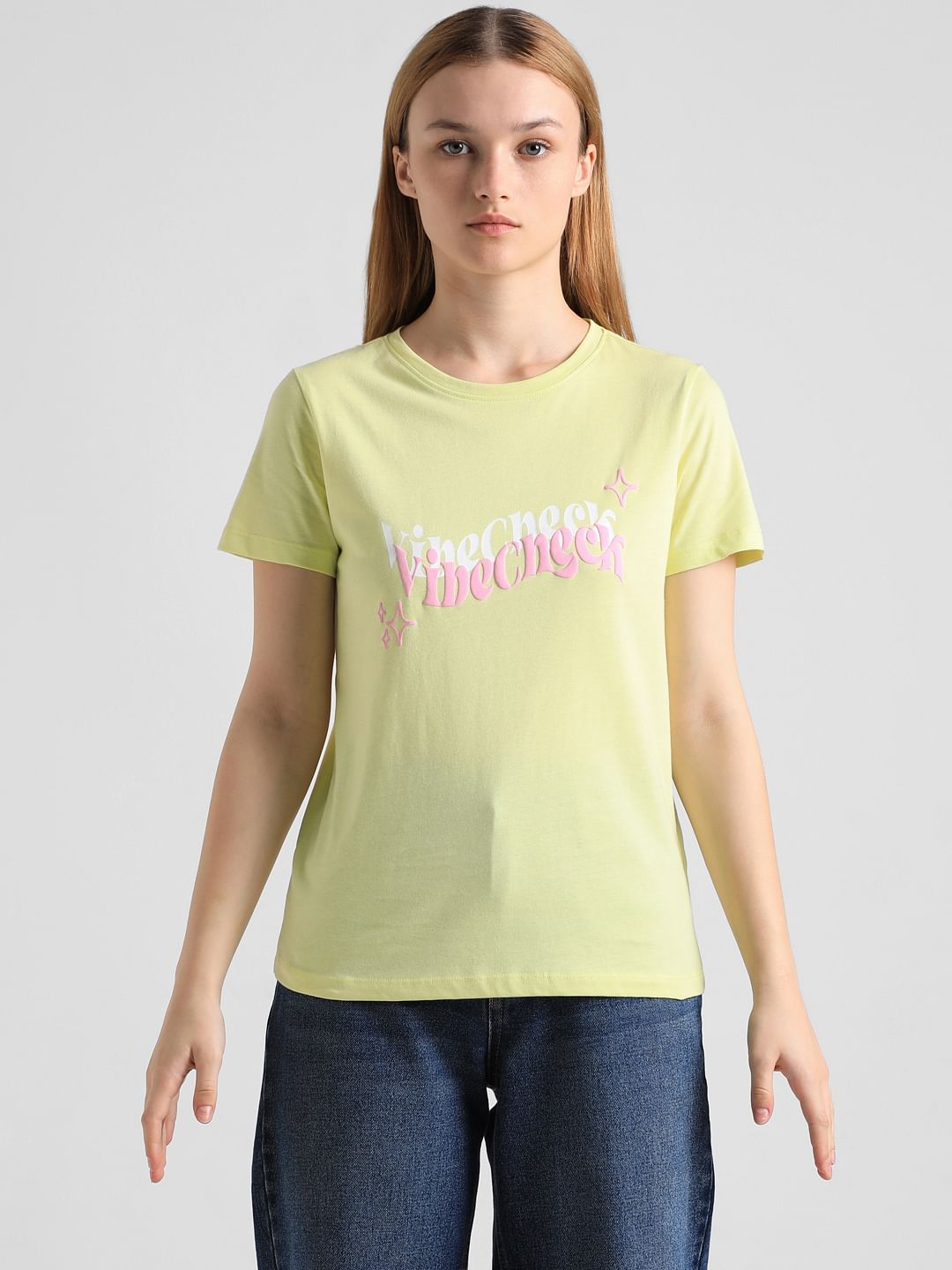 Fluorescent Green Printed T-Shirt