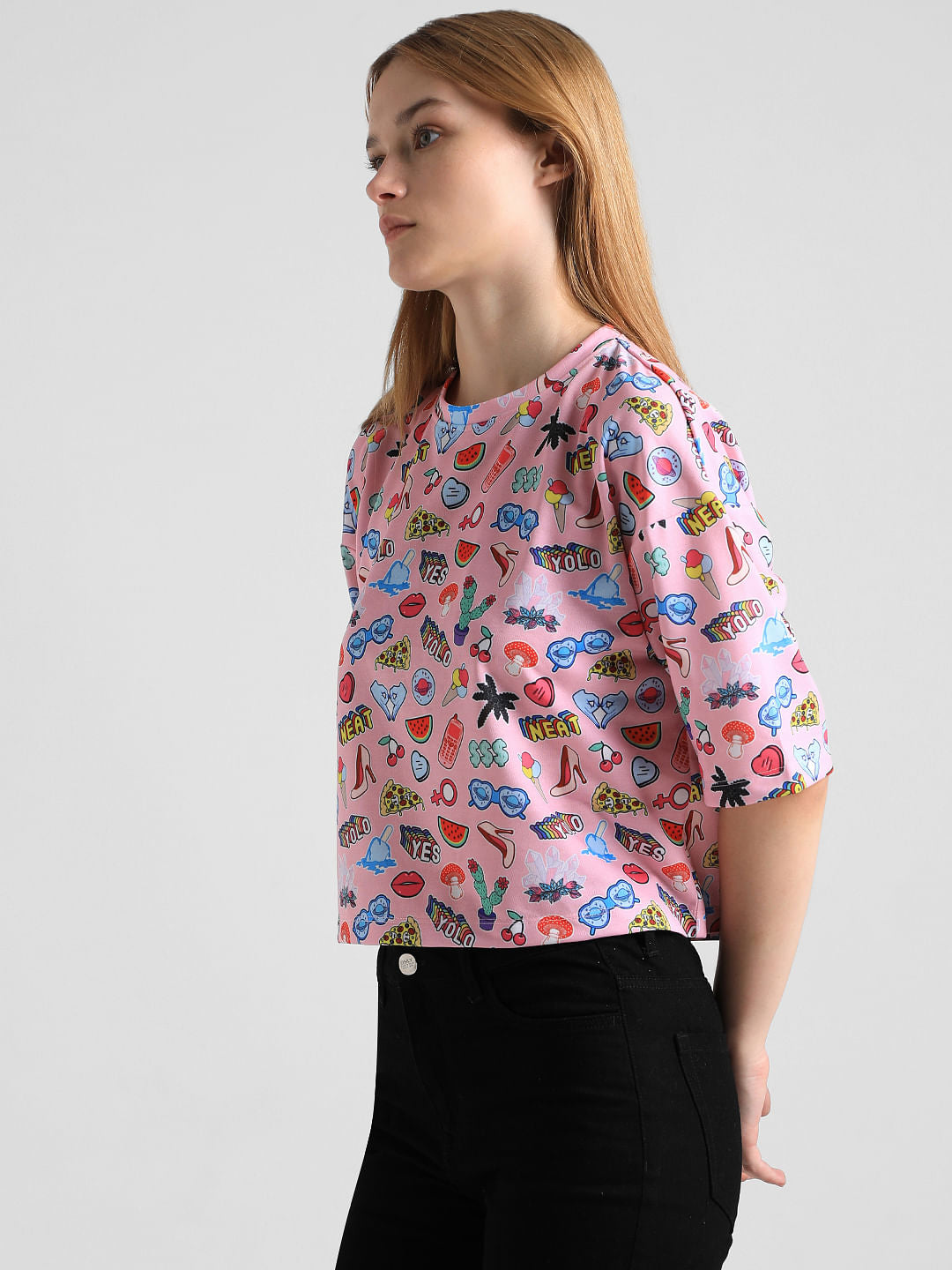 Pink Abstract Print T-Shirt