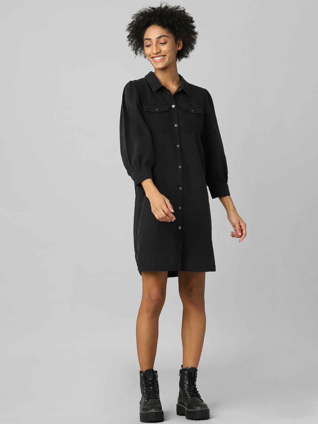 Black Denim Shirt Dress